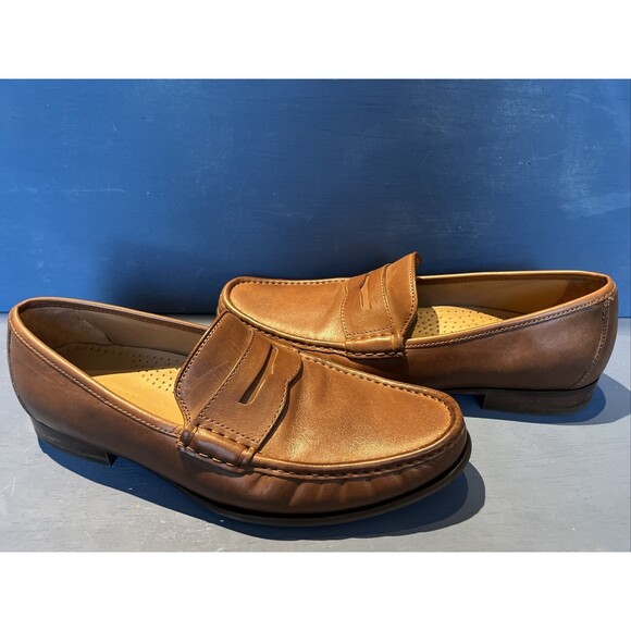 Cole Haan grand OS mens size 9 M leather penny loafer Shoe Slip On Brown C22771 - Picture 1 of 10